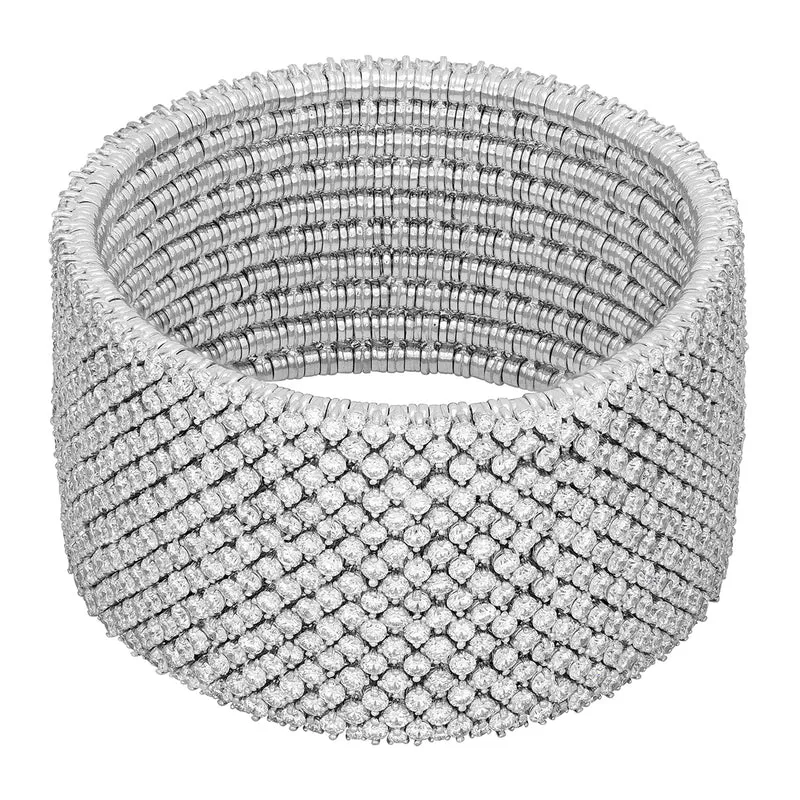 World Diamond Group bracciale elastico pave' fascia larga BDS031DDI-16207000022