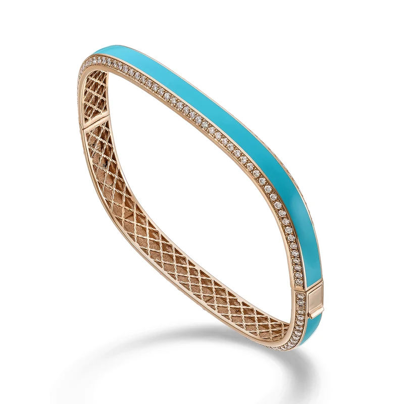 Golay bracciale light cube 6mm smalto turchese e diam BCUB002DITUR-24010110094