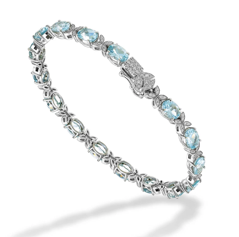 World Diamond Group bracciale acquamarina ovali e diamanti BCT031DIAQ-22276110009