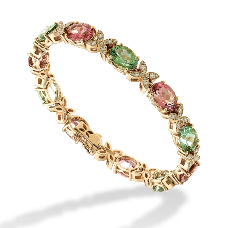World Diamond Group bracciale tennis diamanti e tormaline ovali 8x10 BCT030DITO810-22245110037
