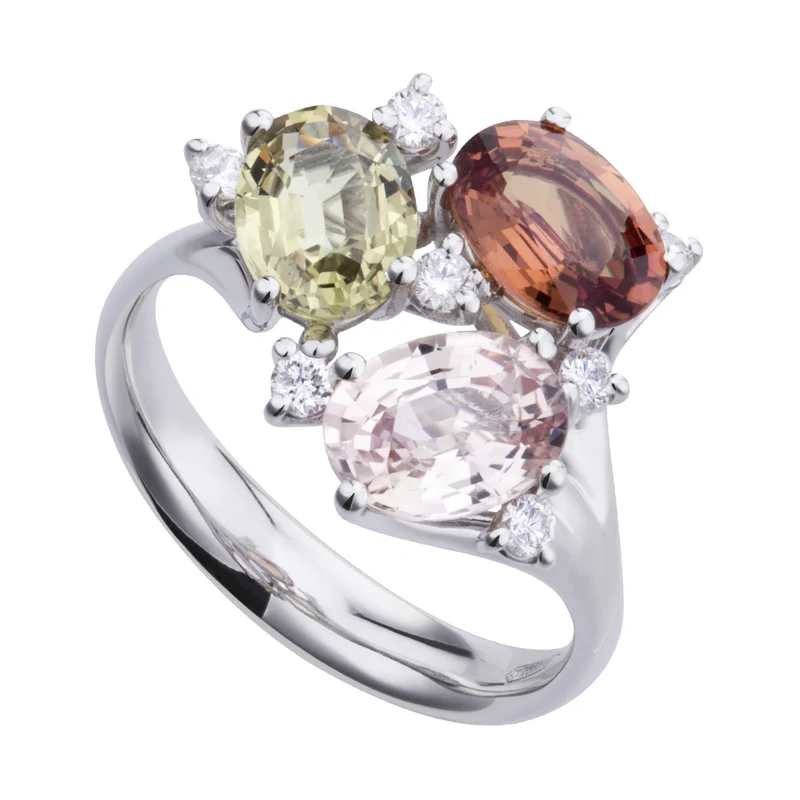 Golay anello trilogy mosso con zaffiri multicolor 6x8 e ATRM001DIZMC1-21042110024