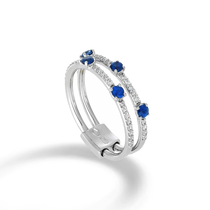 Golay anello multifila due file diamanti e zaffiri ATM003DIZB-22081110031