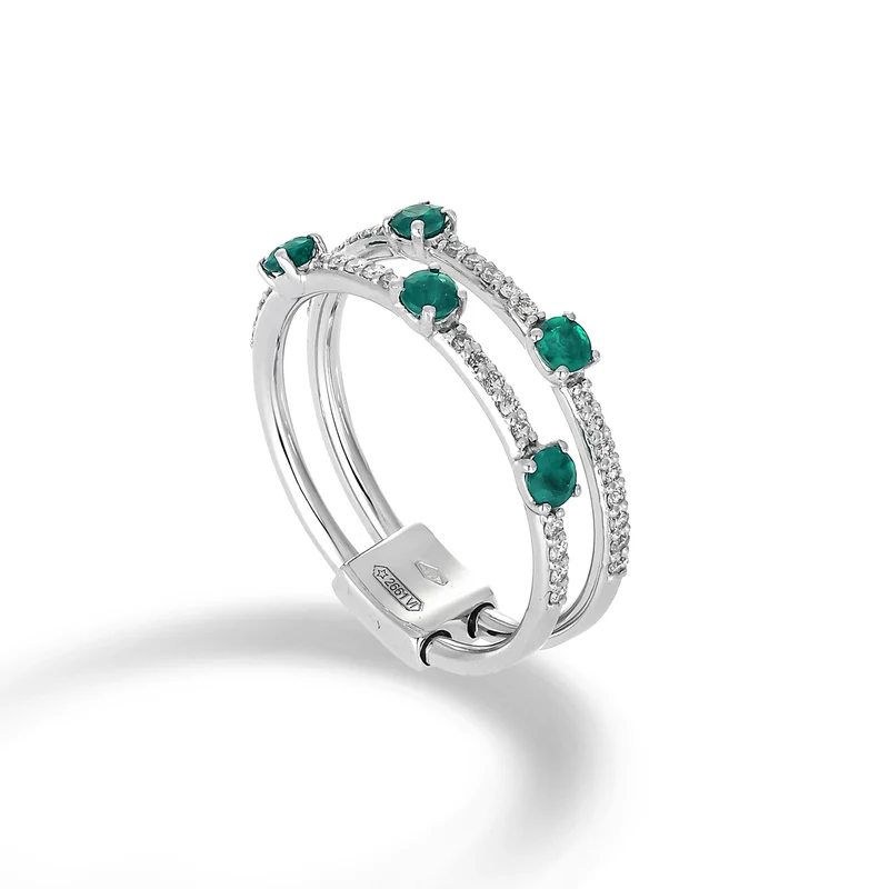 Golay anello multifila due file diamanti e smeraldi ATM003DISM-22073110012