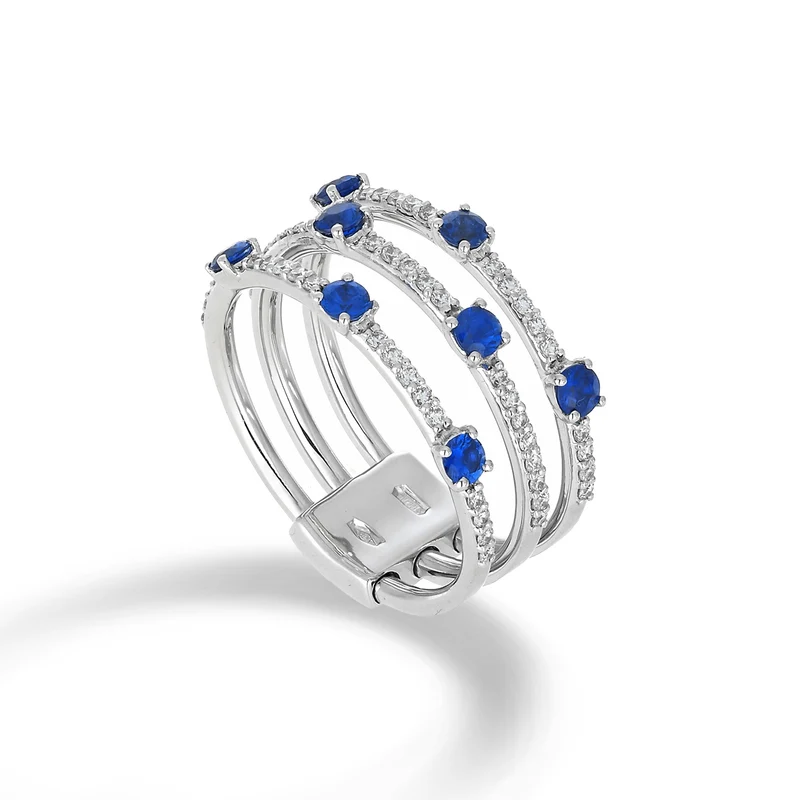 Golay anello multifila tre file diamanti e zaffiri ATM002DIZB-22304110019