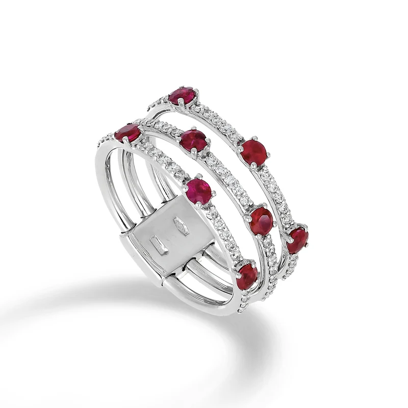 Golay anello multifila tre file diamanti e rubini ATM002DIRU-22158110037