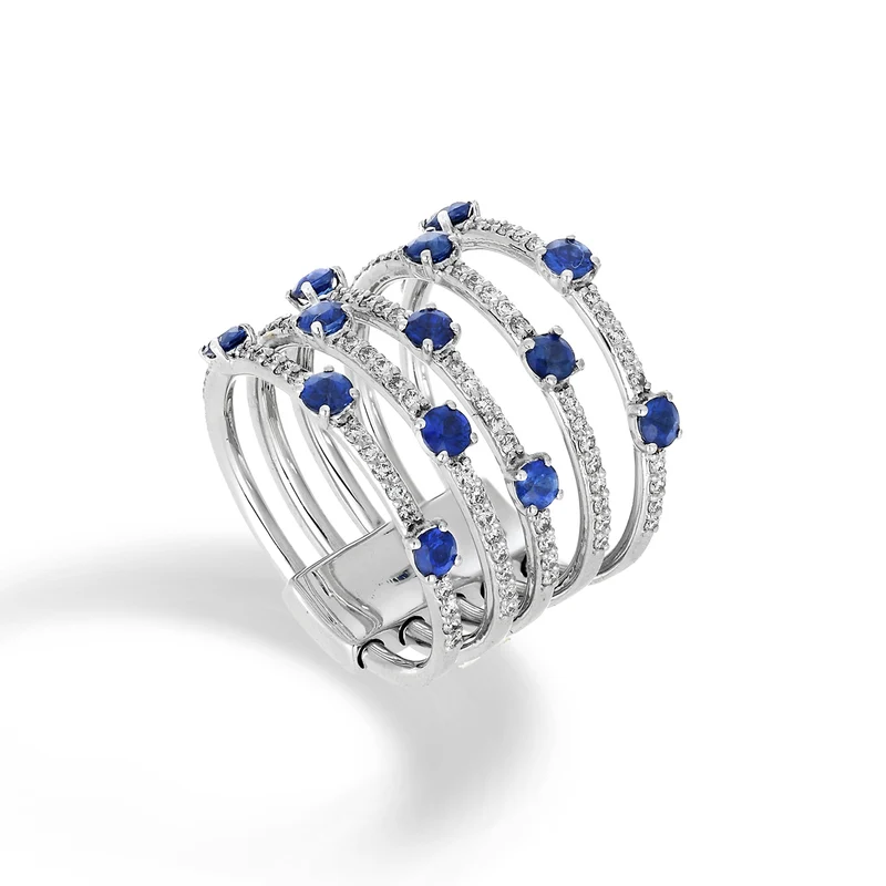 Golay anello multifila cinque file con diamanti+zaffiri ATM001DIZB-22123110053