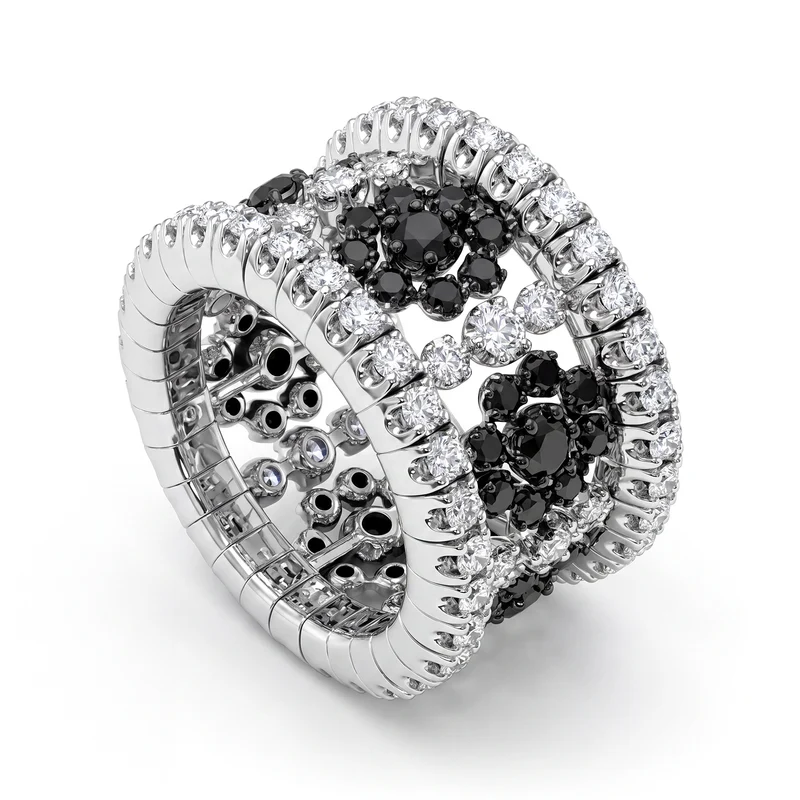 Golay anello fascia elastico diamanti bianchi e black ATE012DBKB-26146110067
