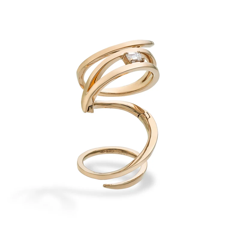 Golay anello snake con diamante ottagonale singolo, rosa ASNAKE13DR-25324110156