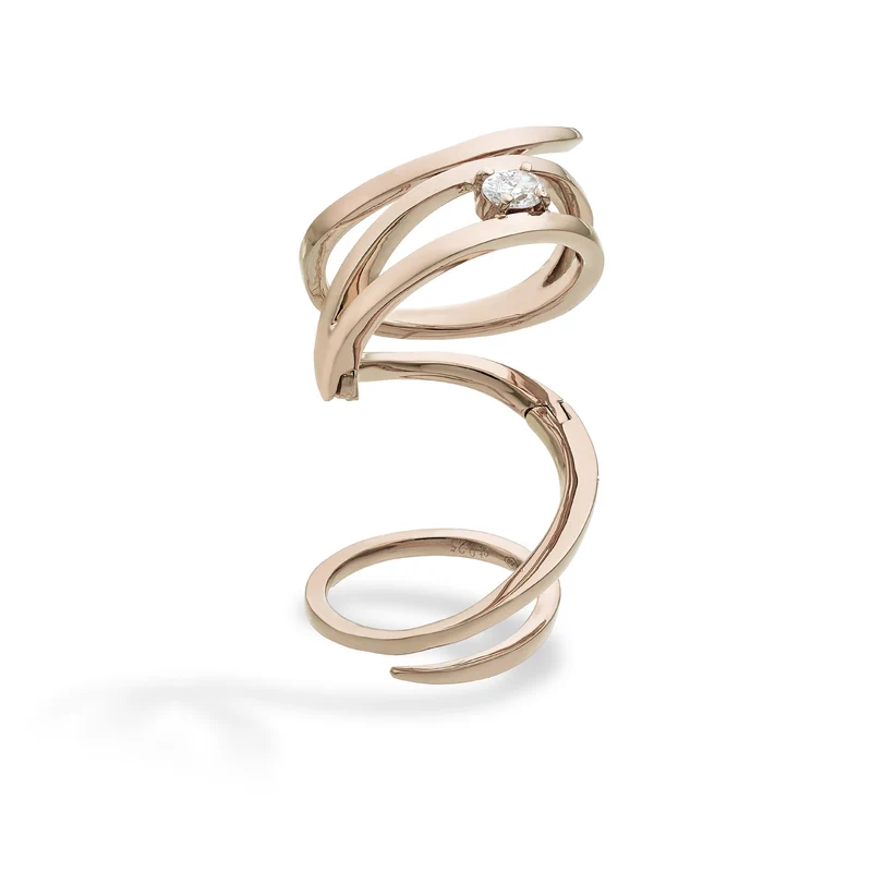 Golay anello snake con diamante ovale singolo, rosa ASNAKE12DR-26154110095