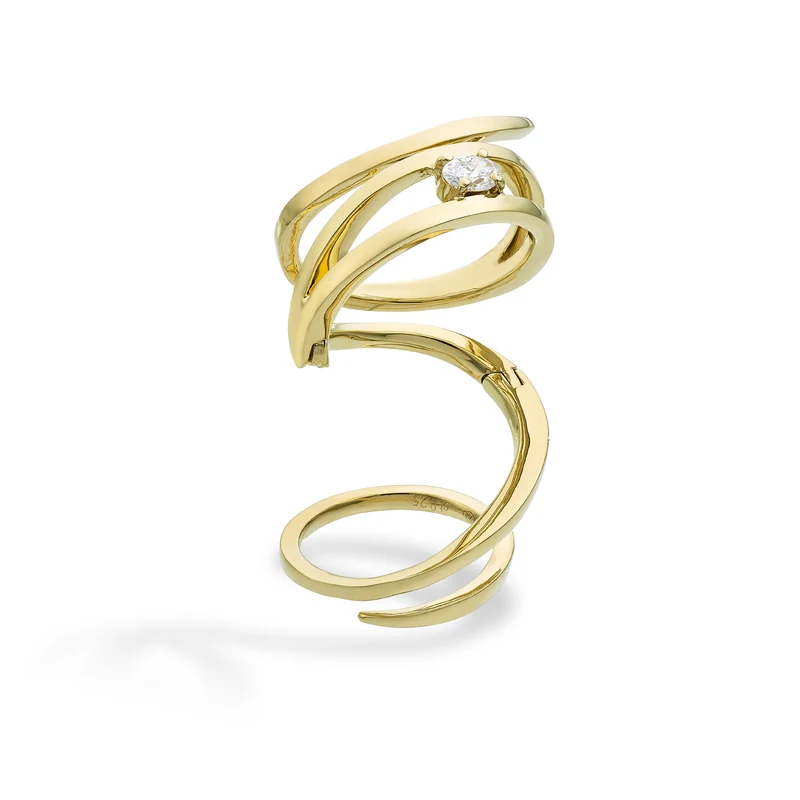 Golay anello snake con diamante ovale singolo, giallo ASNAKE12DG-25318110216