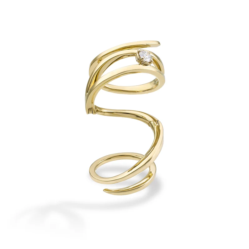 Golay anello snake con diamante round singolo, giallo ASNAKE11DG-25294110081
