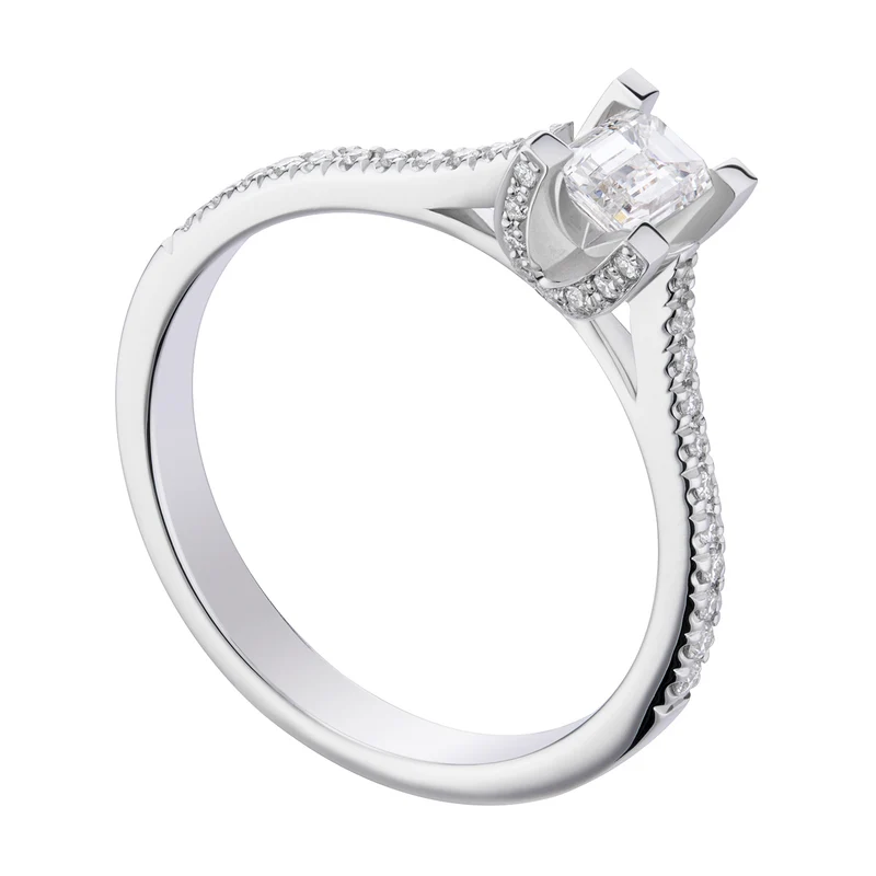 World Diamond Group solitario fm taglio smeraldo e diamanti sul gambo ASLFME003DI-19067110005