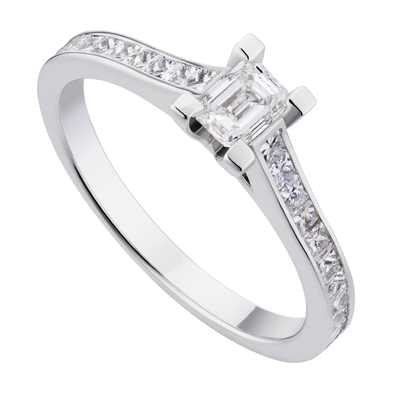 World Diamond Group solitario fm taglio emerald e princess sul gambo ASLFME001DI-18263110064