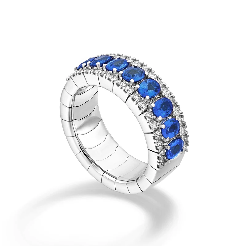 Golay anello riviera elastica 8 zaffiri ovali 4x3 e diam ARE447DZB438-25128110108