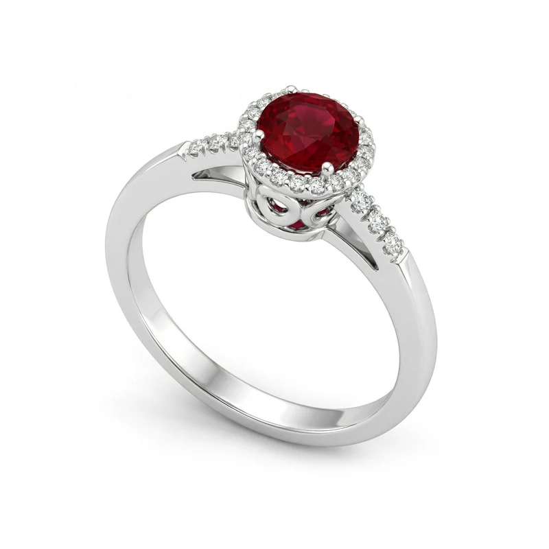 Golay anello diamanti con rubino tondo ARB100RU-23333110008