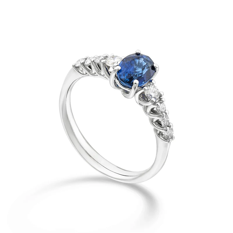 Golay anello riviera a 9 scalare zaffiro ovale 7x5 e dia AR9S440DZB75-24124110014