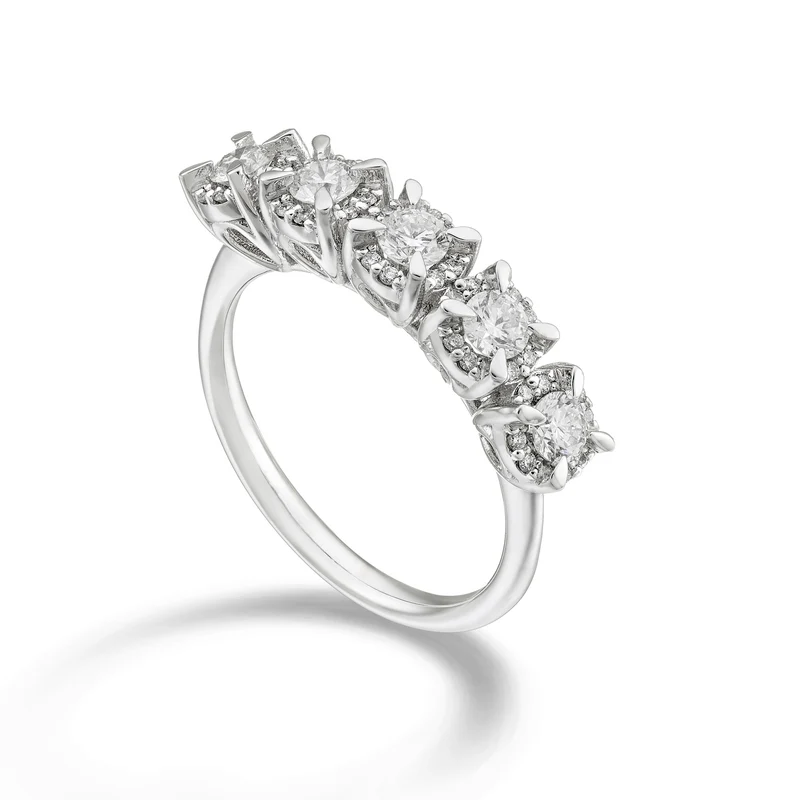 World Diamond Group anello riviera 5 pietre diam tra le griffe 0,12ct AR5LC421DI12-24088110072