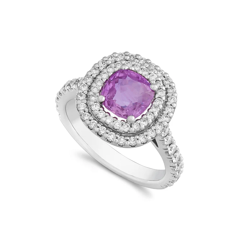Golay anello con zaff pink cushion 7x7 doppio contorni e APU466DIZP-22049110004