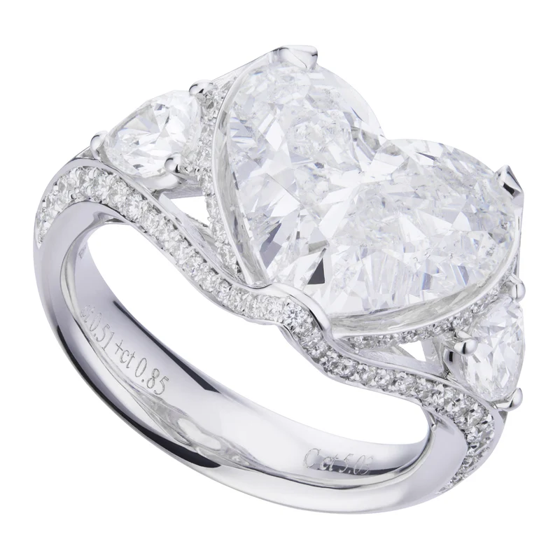 World Diamond Group anello con diamante centrale cuore APU394DI-20016110041