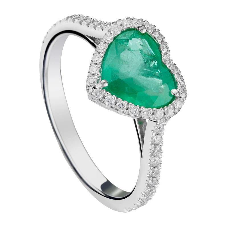 Golay anello smeraldo a cuore e contorno APU247DI-18088110038