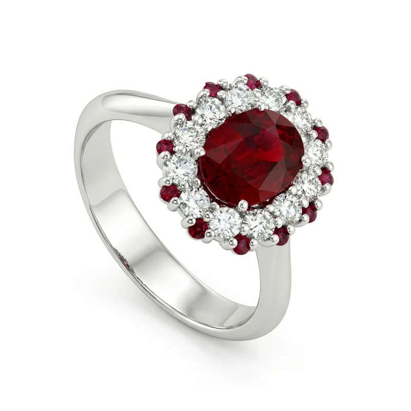 Golay anello rubino ovale 8x6 e contorno diamanti+rubini APU218DIRU-17334110058