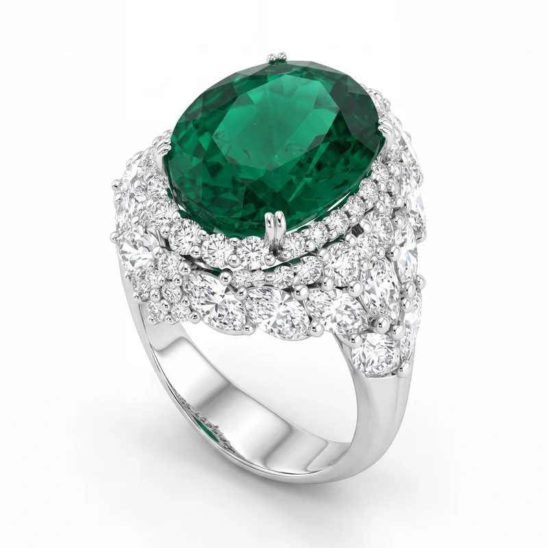 World Diamond Group anello con smeraldo ct 7,24 e diamanti APU190DISM-17263110006