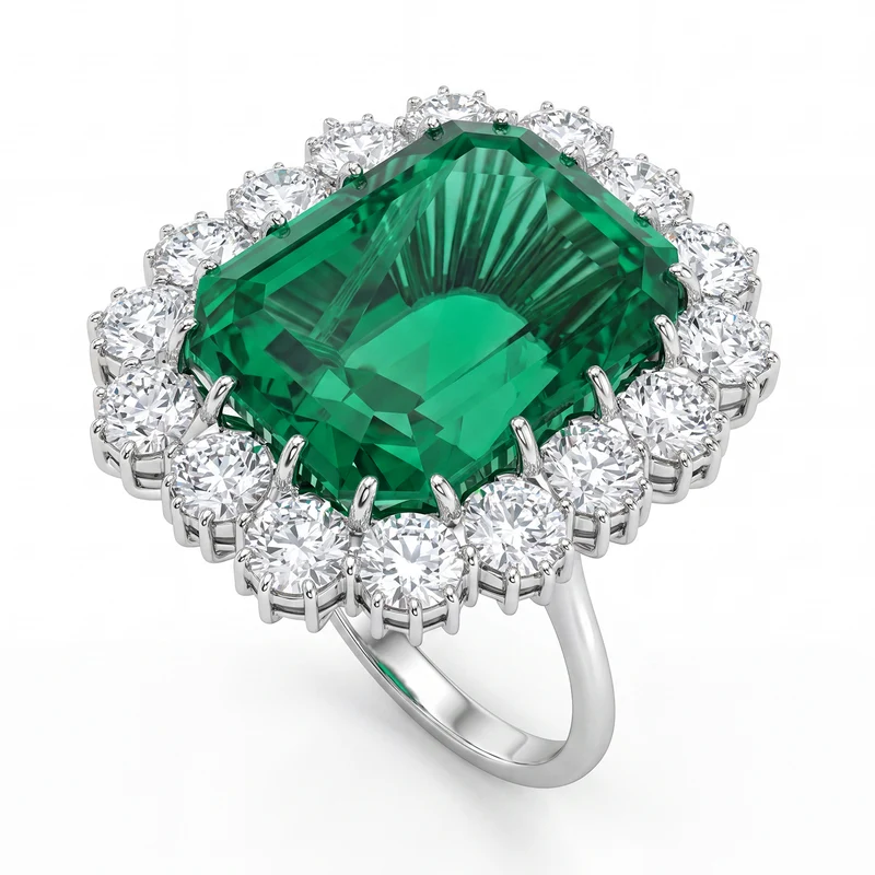 World Diamond Group anello con smeraldo ct 15,03 e diamanti APU187DISM-17249110234