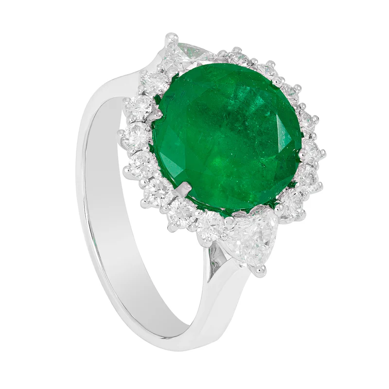 Golay anello con smeraldo ct 3,57 contorno e cuori later APU177DISM-17199110021