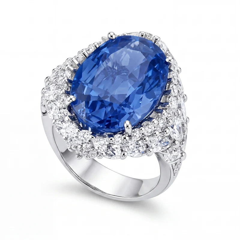 World Diamond Group anello zaffiro ct 14,00 contorno gocce APU163DIZB-17144110054
