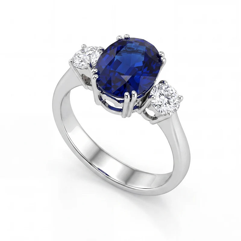 World Diamond Group anello con zaffiro ovale 3,02 ct e diamanti APU107WDIZB-16257110066