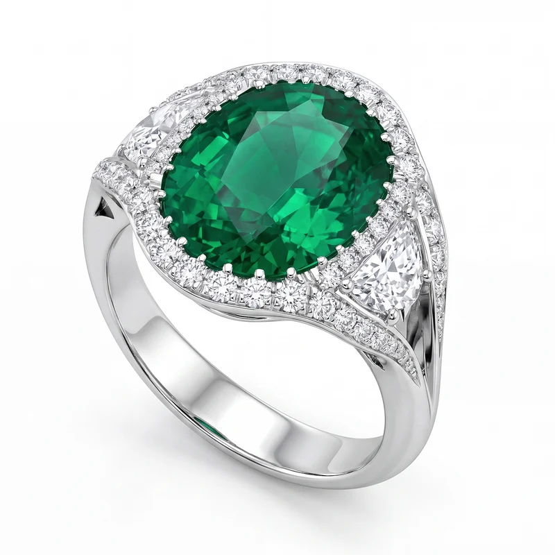 World Diamond Group anello smeraldo ct 3,64 e 1/2 lune APU087WDISM-16182110077