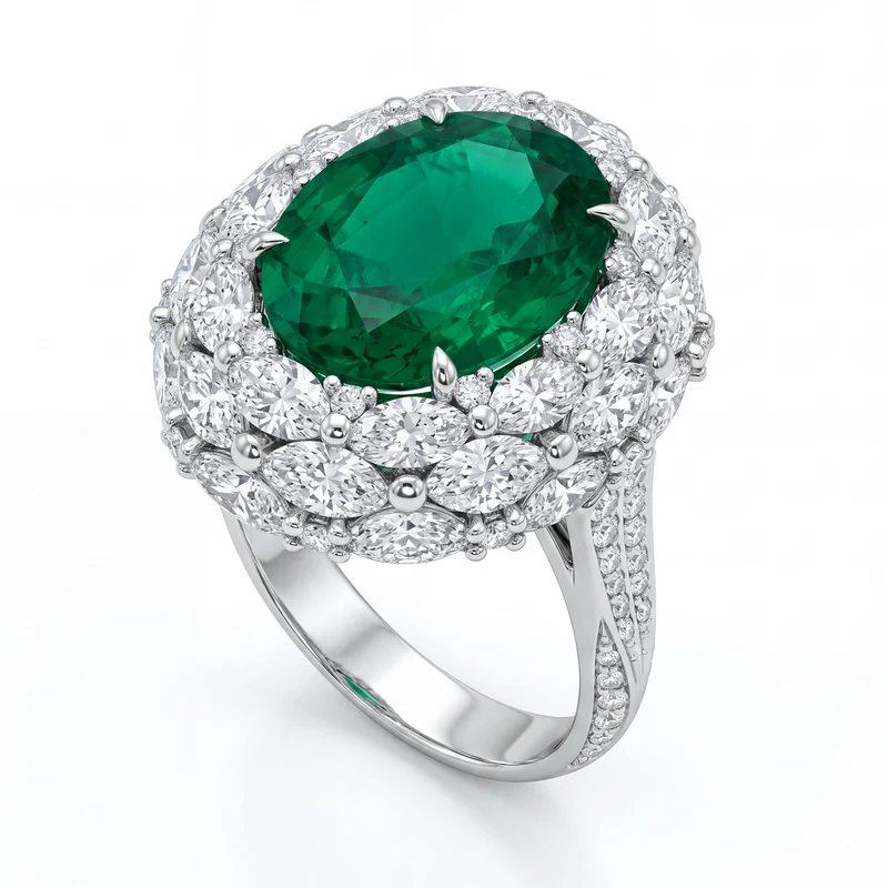 World Diamond Group anello smeraldo, 1/2 lune e ovali APU084WDISM-16182110070