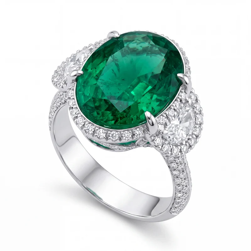 World Diamond Group anello smeraldo e lunette laterali APU020WSM-16133110067