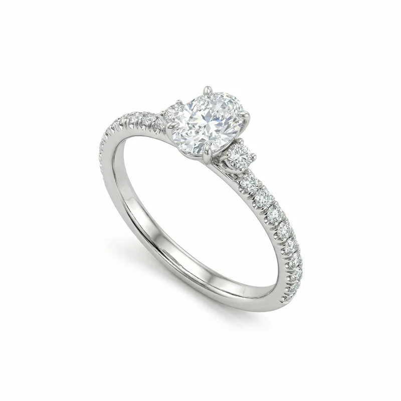 Golay anello solitario con ovale AOVC017DI3-19095110047