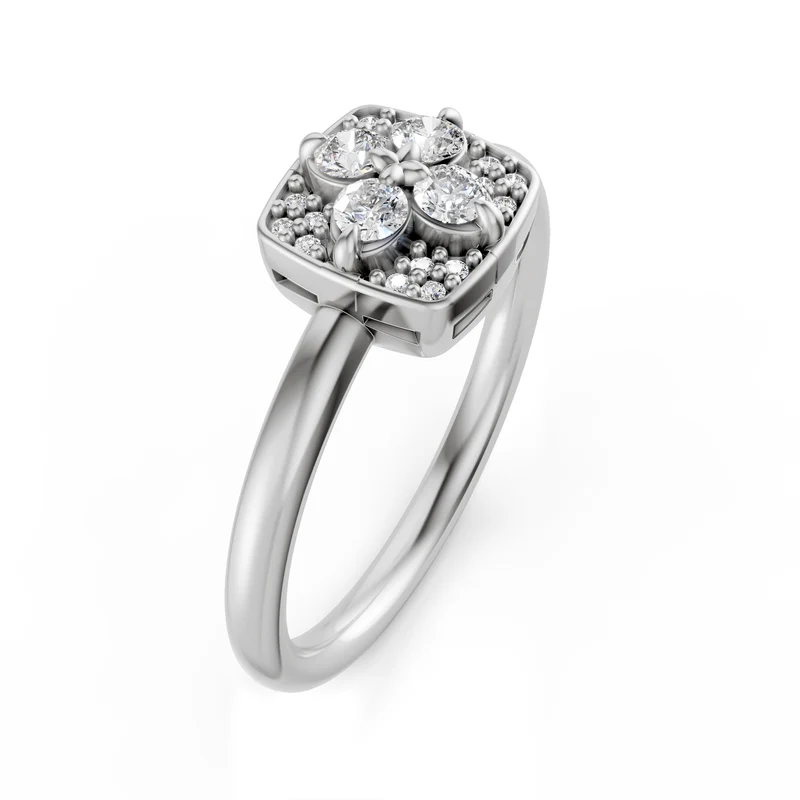Golay anello fiore pavettato diamanti small bianco AMPFI01DI74PB-23314110048