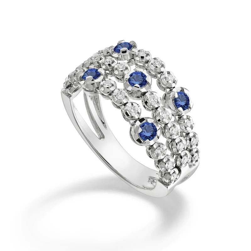 Golay anello 3 file con 5 spot zaffiri AMPF003DIZB05-24254110127