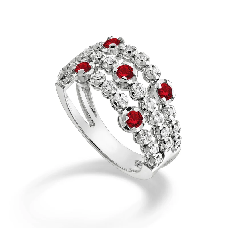 Golay anello 3 file con 5 spot rubini AMPF003DIRU05-25343110072