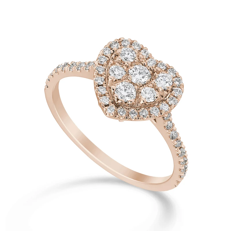 Golay anello multipietra cuore, gambo incassato oro rosa AMPC003DIR-23095110028