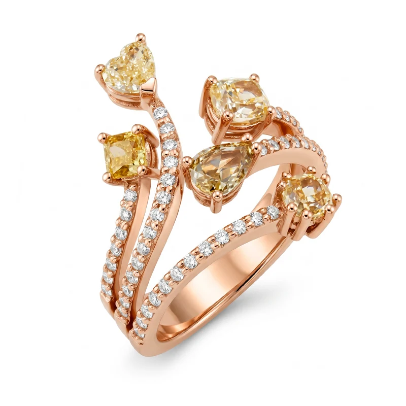 Golay anello diamanti fancy forma diamanti sul gambo AMP865DFYR-26114110138