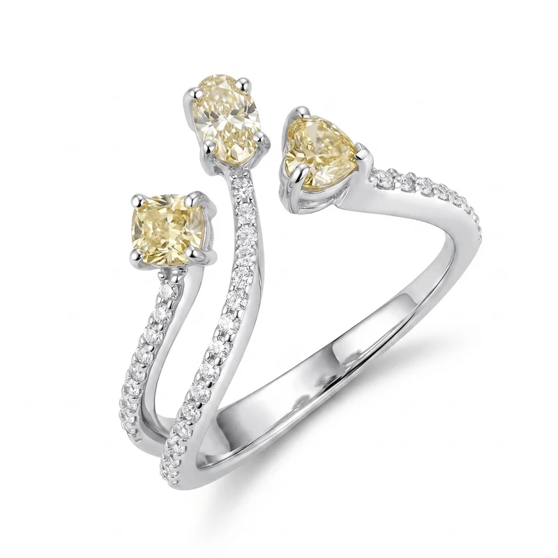 Golay anello diamanti fancy forma diamanti sul gambo AMP861DFYB-26103110162