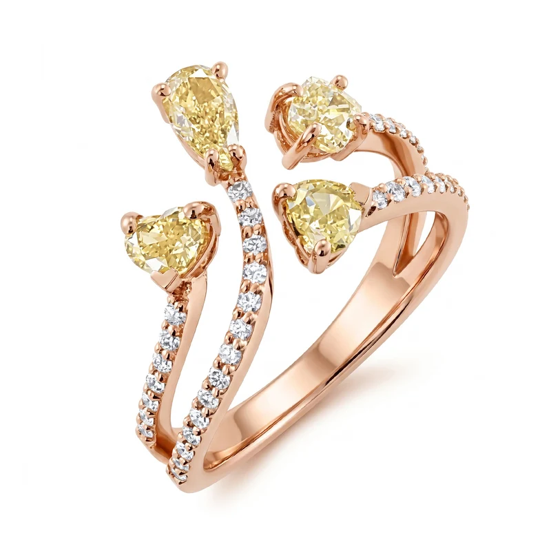 Golay anello diamanti fancy forma diamanti sul gambo AMP860DFYR-26103110161