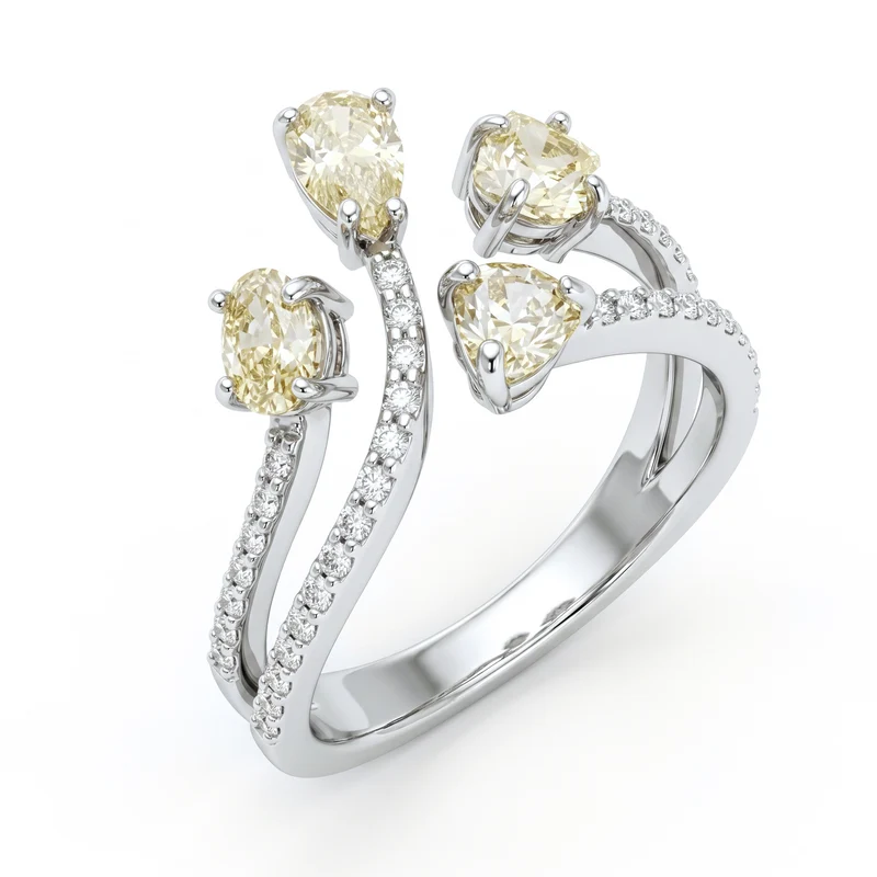 Golay anello diamanti fancy forma diamanti sul gambo AMP859DFYB-26103110160