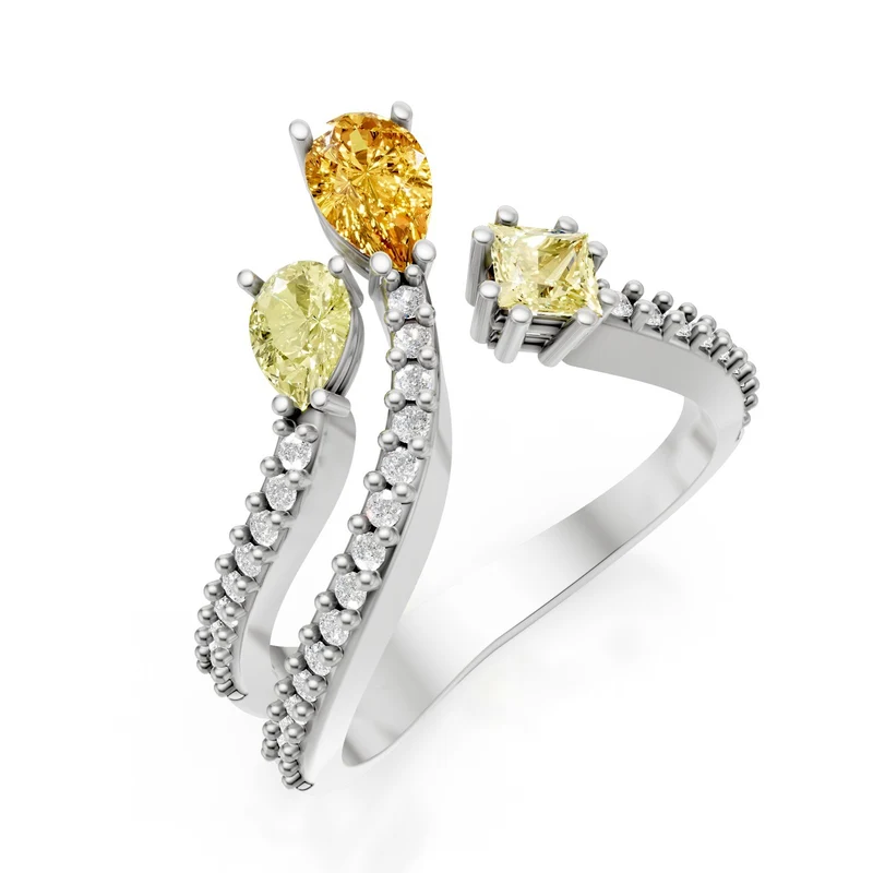 Golay anello diamanti fancy forma diamanti sul gambo AMP734DFYB-25199110066