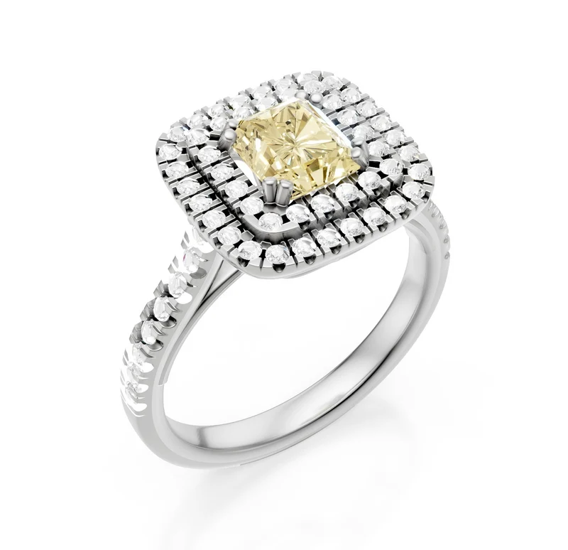 Golay anello diamante fancy radiant 5x4 doppio contorno AMP642DFY54-25056110010