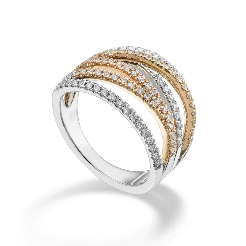 Golay anello diamanti sei file incassate bicolore AMF7954DBR-25353110014