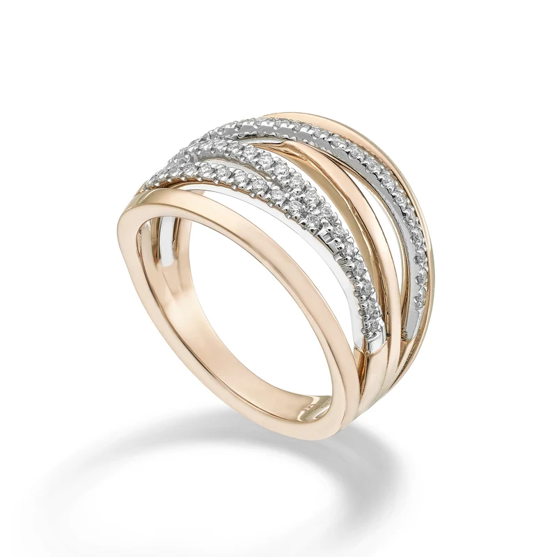 Golay anello diamanti sei file incassate e lisce AMF7953DBR-25353110016