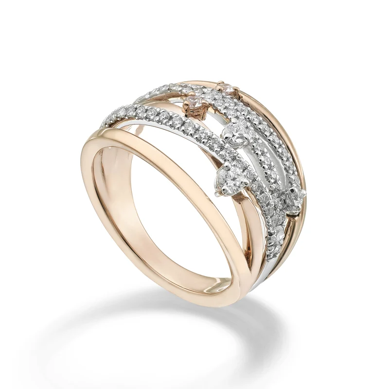 Golay anello diamanti sei file incassate, lisce e spot AMF7952DBR-25353110017