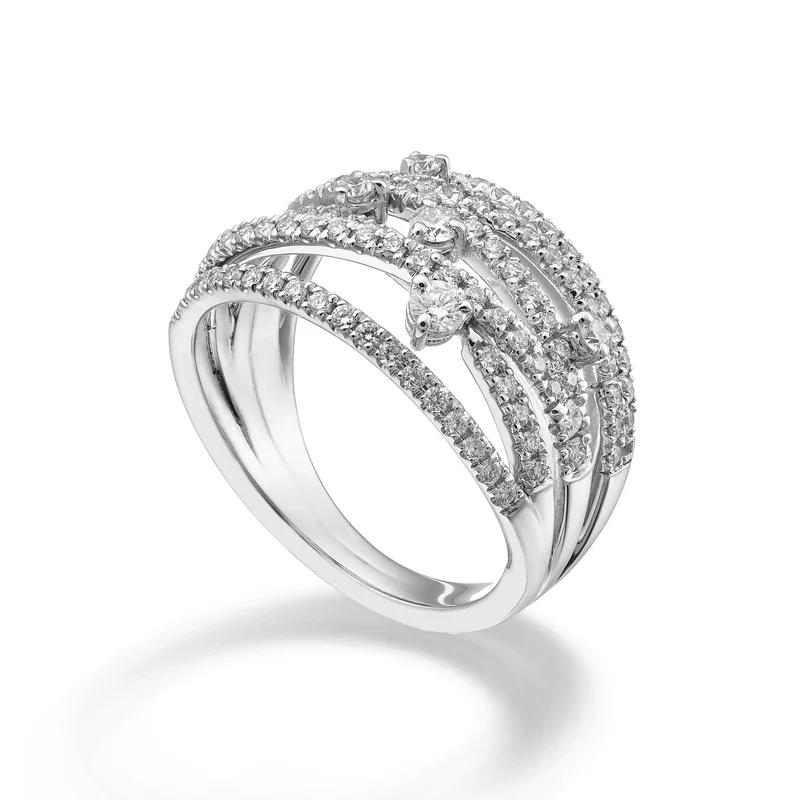 Golay anello diamanti sei file incassate, con spot AMF7951DB-25353110018