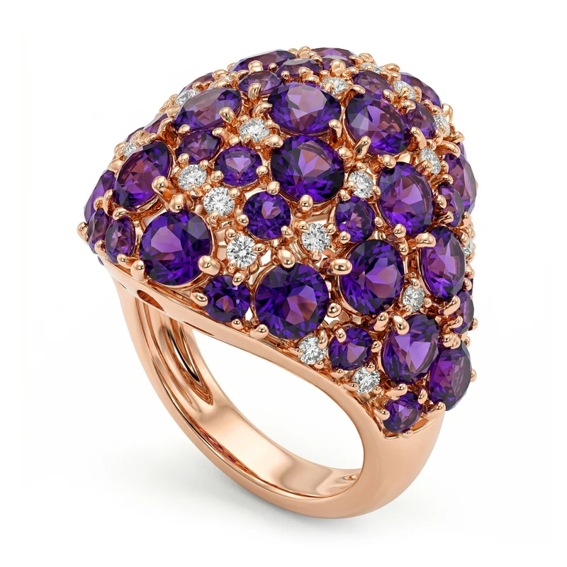 Golay anello pave topazi viola e diamanti APV010DITVI-18353110030