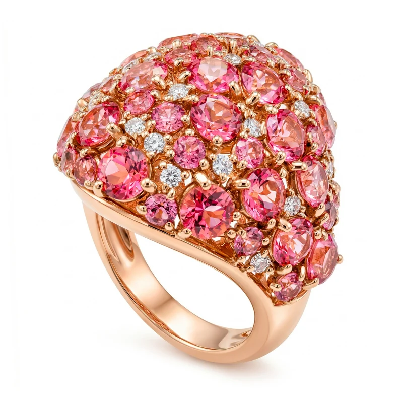 Golay anello pave topazio rosa e diamanti APV010DITP-18082110029